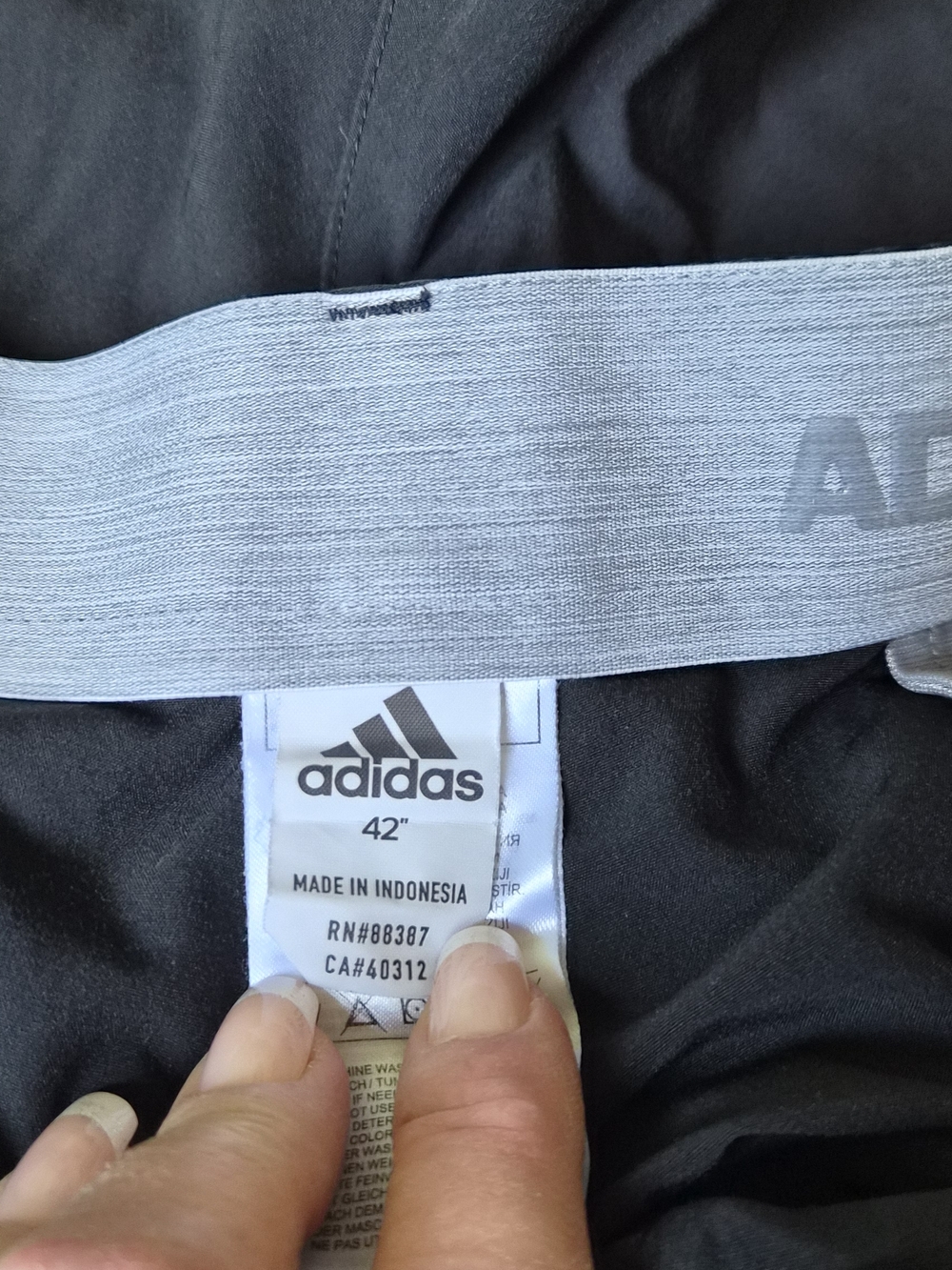 adidas Black Short with Light Gray Branded Waistband